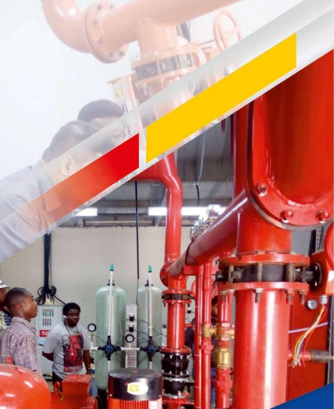 Fire suppression pump room installation by D-Pikano technicians